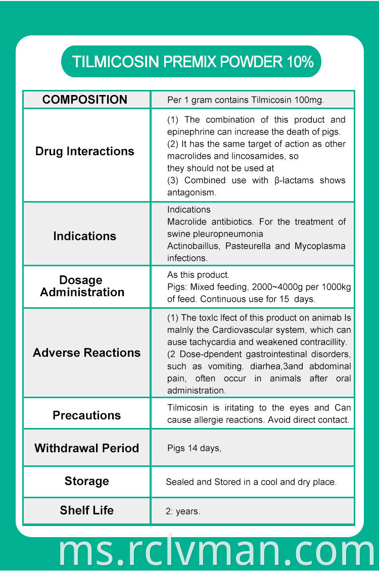 Tilmicosin Premix 10 02